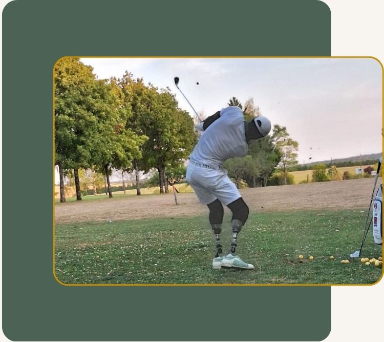 Issa NLAREB en démonstration de swing au Golf Vittel-Hazeau